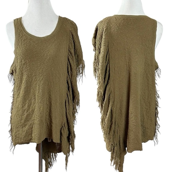 Y2K Free People Subversive Army Green Grunge Tunic Small Forest Fairy Fringe - Picture 2 of 14